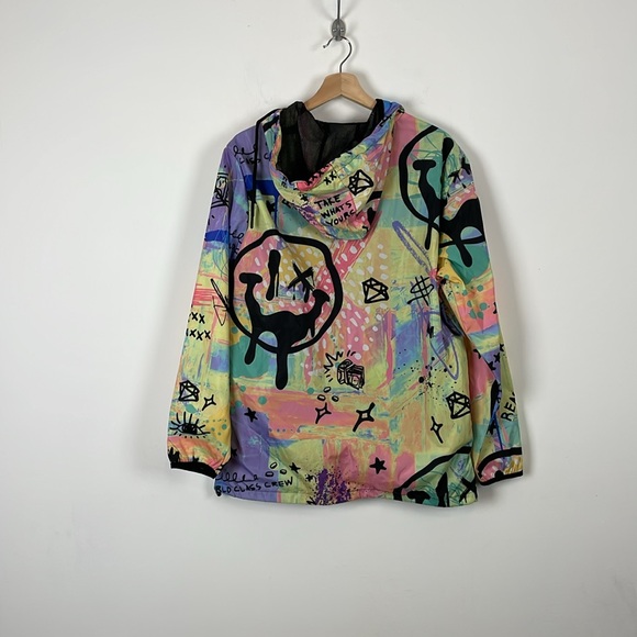 Reason World Class Crew Running Paint Graffiti Windbreaker Pullover Men M Jacket - Picture 5 of 9